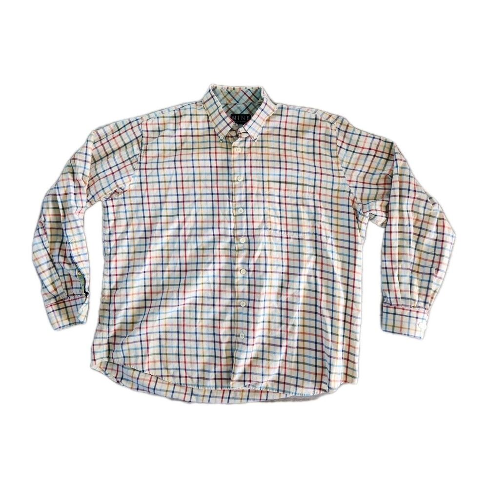 Mine London Milan New York Plaid Button Down Shirt Mens XL Multicolor Cotton GUC